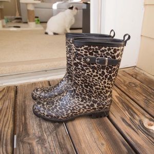 Cheetah print tall rain boots by Capelli New York